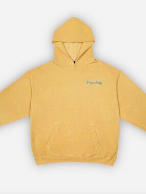 Pleasing Logo "sunset" Beige Yellow Hoodie with Blue Text Size S Harry Styles